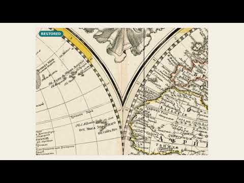 Russian world map, St Petersburg, c. 1750: library scan vs restored