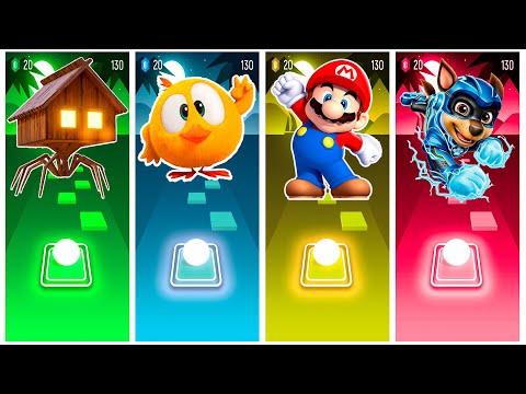 SPIDER HOUSE HEAD 🆚 WHERES CHICKY 🆚 SUPER MARIO 🆚 HELP PAW PATROL - Tiles Hop EDM Rush🎶