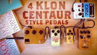 Video thumbnail for 4 Klon Style Pedals (Arc Effects Klone, EHX Soul Food, Mosky Golden Horse, Wampler Tumnus Deluxe) by The Pedal Bored