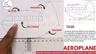 HOW TO USE PARABOLA AND ELLIPSE TO CONSTRUCT AN AEROPLANE IN TECHNICAL AND ENGINEERING GRAPHICS #TOP