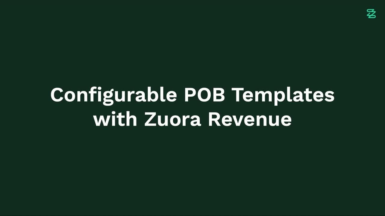 Zuora Revenue Performance Obligations Templates & Rules Micro Demo