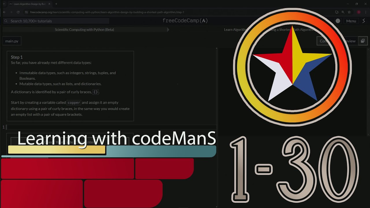 Learn Algorithm Design by Building a Shortest Path Algorithm 1-30 | freeCodeCamp | (Beta) | Python