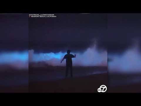 Rare bioluminescent waves captured on camera in Newport Beach