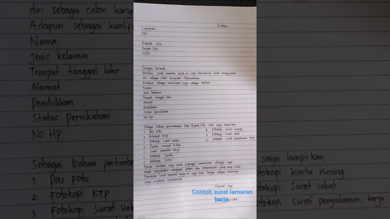 contoh surat lamaran kerja