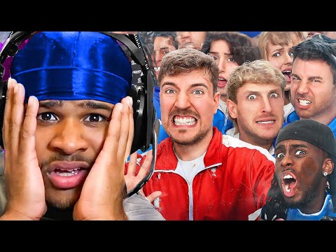 Fanum Reacts To MrBeast 50 YouTubers Fight For $1,000,000