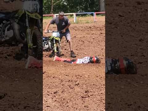 Kid Crashes Hard But... 🤕  #fail #crash #moto #motocross#kids #shorts #shortvideo