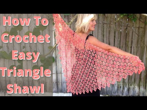 Key West Coral Top Down Crochet Triangle Shawl Pattern Step By Step Easy Crochet Lace for Beginners