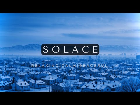 Blue Winter Cityscape – Calm Snowfall with Relaxing Music