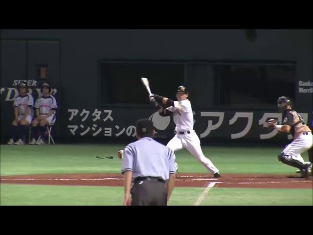 【4回裏】ホークス長谷川が左翼フェンス直撃のタイムリー2塁打!! 2014/8/9 H-F