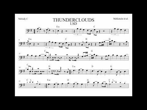Thunderclouds - LSD - Labrynth, Sia & Diplo - Backing Track in Bass Clef