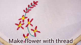 How to make flower with thread embroidery design basic method