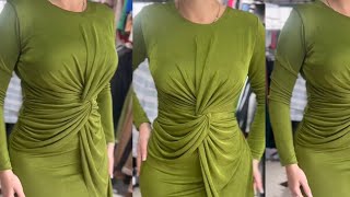 How to CUT and SEW TRENDY DRAPED TWIST KNOT DRESS