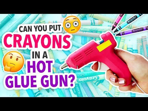 Part of a video titled CAN YOU PUT CRAYONS IN A HOT GLUE GUN? | @karenkavett