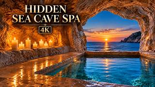 Hidden Sea Cave Spa 4K 🌊 Candlelit Ocean Retreat for Sleep & Deep Relaxation