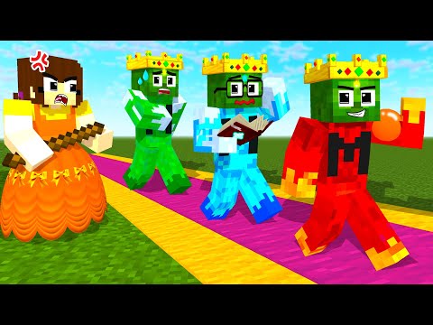 Monster School : Squid Game x TEACHING ELEMENTAL ZOMBIES BECOME PRINCE - Minecraft Animation