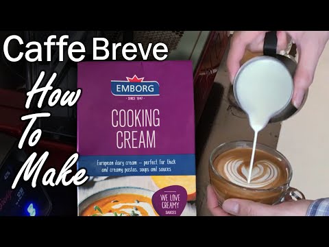 (174) How to make Caffe Breve Coffee or Caffe Latte with Cream on your Espresso Machine at Home