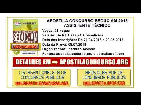 Apostila Concurso SEDUC AM 2018 PDF Assistente Técnico