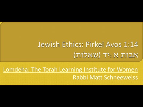 R' Avraham ben ha'Rambam Derech ha'Yachid Review, Avos 1:14 (Questions + Bartenura)