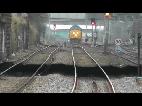 DRS Class 37s 37409 and 37612 on 6M60 Seaton to Sellafield Flasks at Heworth 11th Jan 2013.m2ts