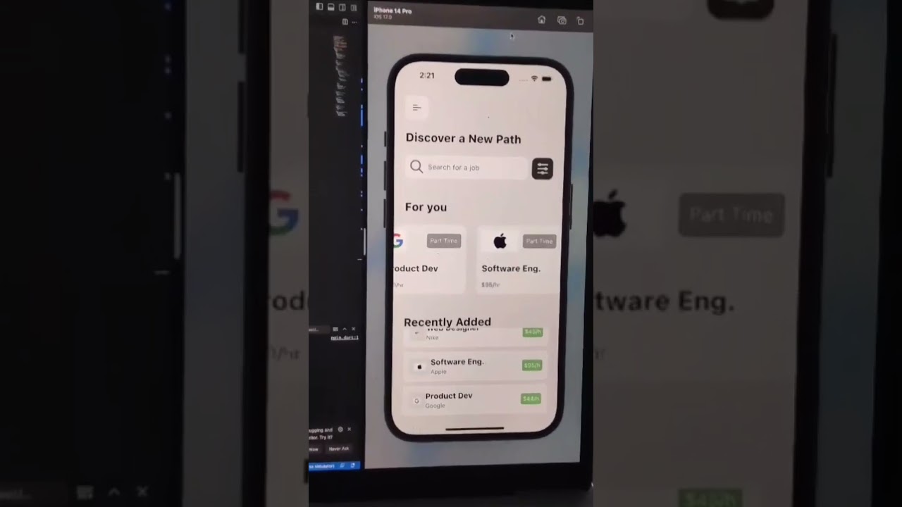 job ui design using flutter #coding #flutter #shorts