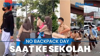 Siswa Bawa Galon Air hingga Penggorengan Jadi Pengganti Tas, Trend 'No Backpack Day' ke Sekolah