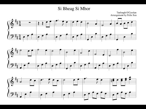 Si Bheag Si Mhor -  Turlough O'Carolan (Irish Folk Song - Piano Sheet Music) Beginner Arrangement