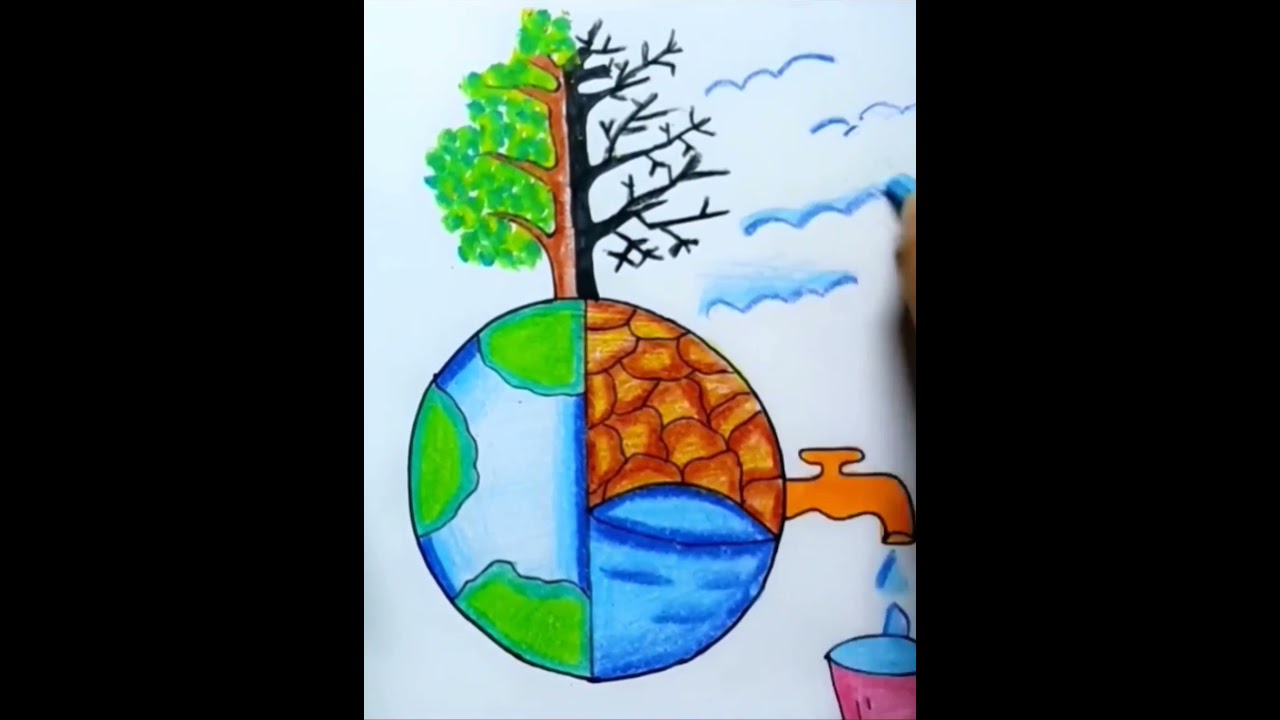 Save water save tree save environment drawing. Poster for competition. #shorts #ytshorts