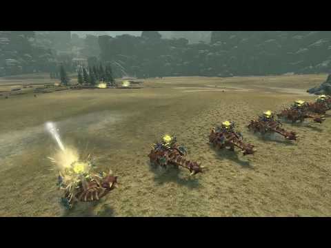 20 Laser Dinosaurs vs A Horde of Peasants! Total War: Warhammer Monobattles