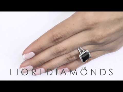 BDR-SOLD-074 - 5.05 Carat Princess Cut Natural Black Diamond Engagement Ring 18k White Gold