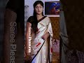 144 Hot Aunty Cream Satin Silk Saree W Short Sleeve Blouse Tamil Serial Actress Hot