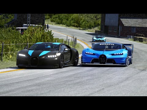 Bugatti Chiron Super Sport 300+ vs Bugatti Vision GT vs Bugatti Bolide at Old SPA