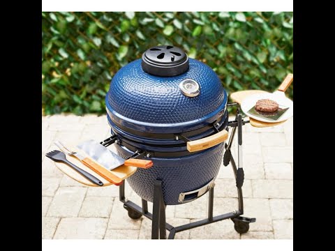 LifeSmart 18'' 370 sq. in. Ceramic Kamado Charcoal Grill w/ Accessories 