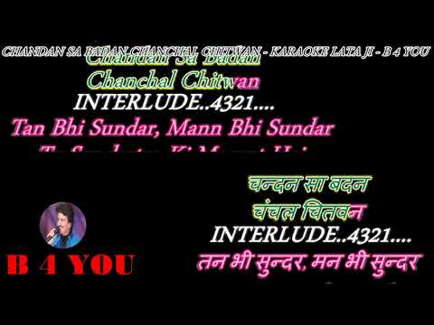 Chandan Sa Badan ( LATA JI ) - Karaoke With Scrolling Lyrics Eng. & हिंदी