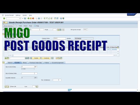 SAP Transaction MIGO - Post Goods Receipt for Purchase Order