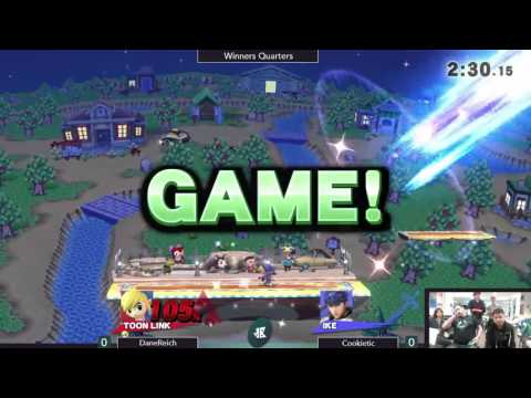 [Fargo Kong Quest — 4/17/16] Sm4sh Singles WQuarters: DaneReich (Toon Link) v. Cookietic (Ike)