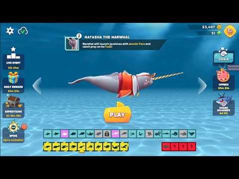 Hungry Shark Evolution - Natasha The Narwhal Gameplay 4k