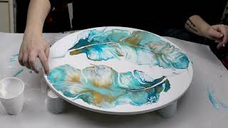 (778) Amazing Turquoise Double Feather Dutch Pour!! Acrylic Pouring Technique