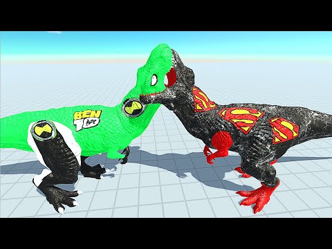 T-REX BEN10 AND T-REX SUPERMAN DEATH RUN - Animal Revolt Battle Simulator