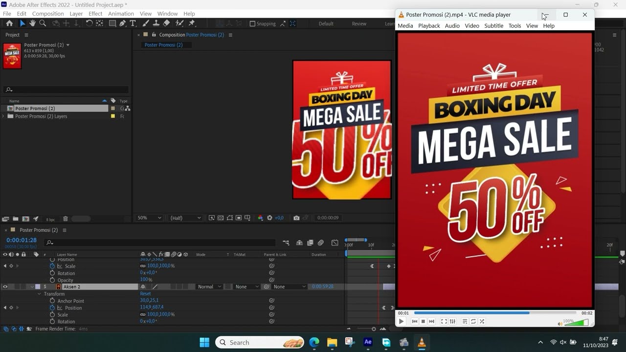 Motion Graphic Poster Promosi Sederhana dengan Adobe After Effects