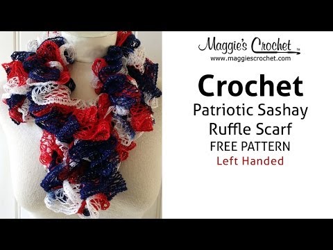 Patriotic Sashay Ruffle Scarf Free Crochet Pattern - Left Handed
