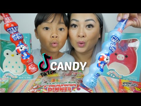 TIK TOK Most Popular Candy * Squishmallows Gummy, Giant Slush Puppie Spray Candy & Rainbow Streamers