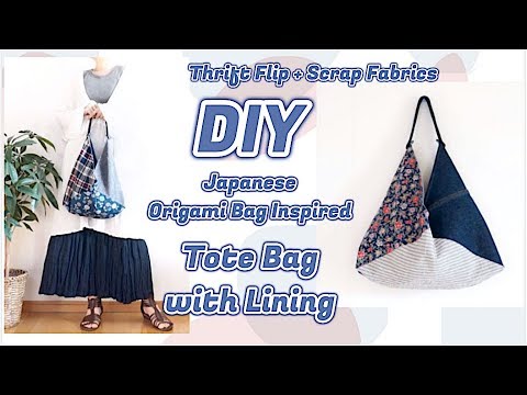DIY Tote Bag Tutorial * THRIFT FLIP + Scrap Fabric Sewing Projects / リメイクファッションㅣmadebyaya