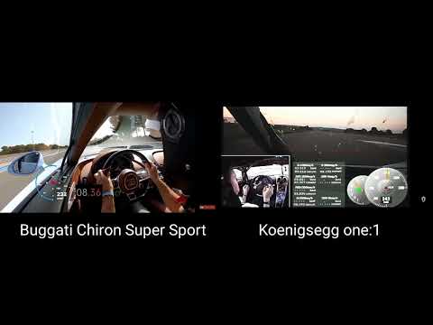 Buggati Chiron Super Sport Vs Koenigsegg one:1 0-300 km/h GPS speed comparison