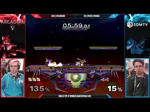 Arcadian 5 - SDSS | Streamlord (Fox) vs. Spuddiez (Falco) - SSBM Singles Top 32 WQF- Smash Melee