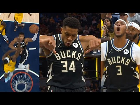 Giannis boos back at Pacers crowd after poster dunk and Myles Turner boos after 3 😂