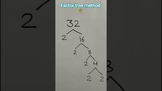 prime factors of 32 by factor tree method 🌲#trending #viralvideo #ytshorts #maths #shorts #mustwatch