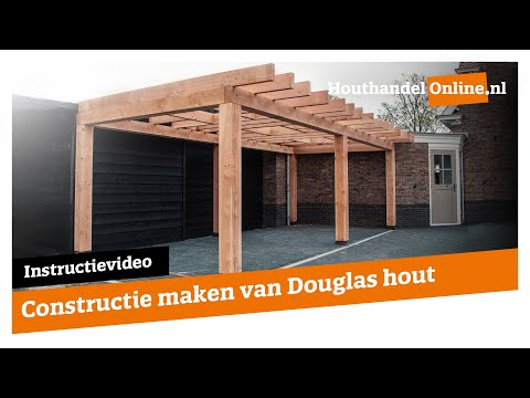 Tussenpaal Douglas hout 150x150mm fijnbezaagd (tbv ringbalk 50x150mm) video