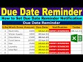 How To Set Due Date Reminder In Excel Set Reminder Notification In Excel By Learning Center