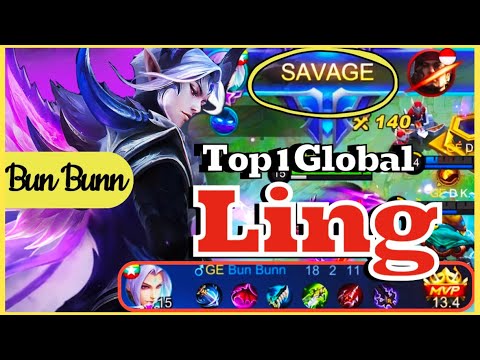 SAVAGE + 18 KILLS!!! TOP 1 GLOBAL LING NIGHT SHADE INSANE KILLING GAMEPLAY | Rank 1 Bun Bunn | MLBB