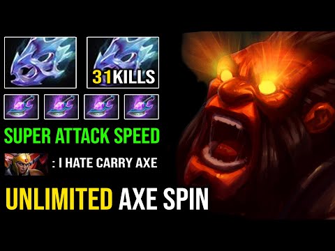 INFINITE BERSERK SPIN Max Attack Speed Axe 2x Moon Shard with Arcane Blink Destroyed ALL DotA 2